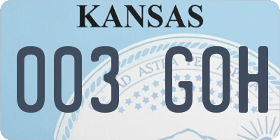KS license plate 003GOH