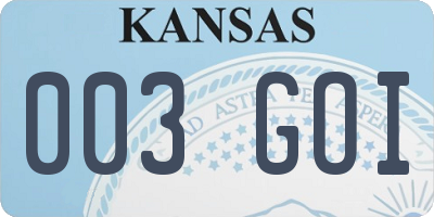 KS license plate 003GOI