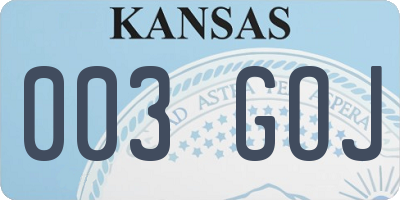 KS license plate 003GOJ