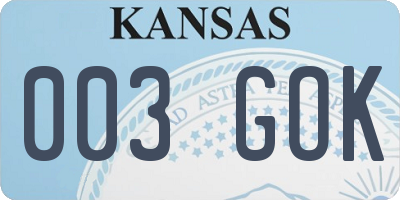 KS license plate 003GOK