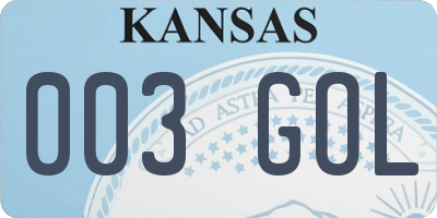 KS license plate 003GOL