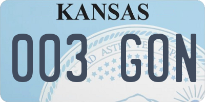 KS license plate 003GON