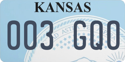 KS license plate 003GQO