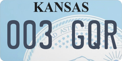 KS license plate 003GQR