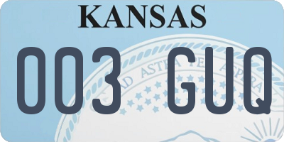 KS license plate 003GUQ