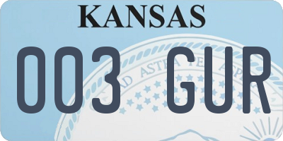 KS license plate 003GUR