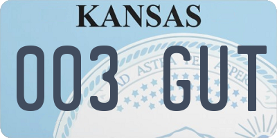 KS license plate 003GUT