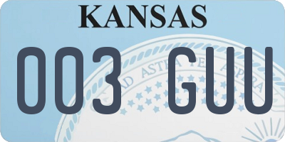 KS license plate 003GUU