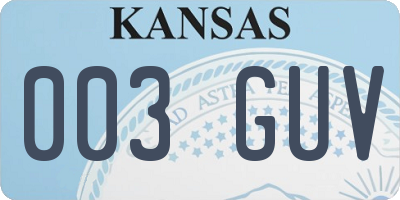 KS license plate 003GUV
