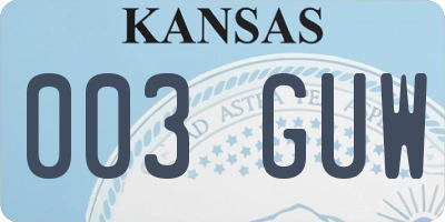 KS license plate 003GUW