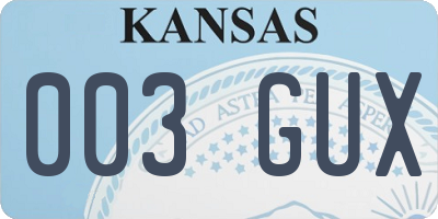 KS license plate 003GUX