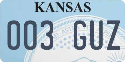 KS license plate 003GUZ