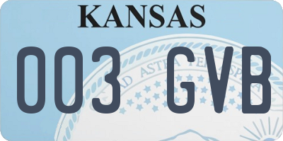 KS license plate 003GVB