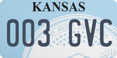 KS license plate 003GVC
