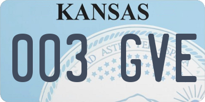 KS license plate 003GVE