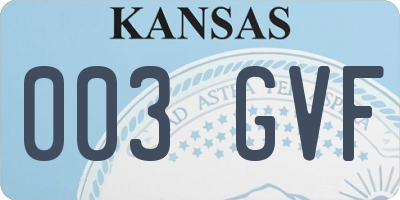 KS license plate 003GVF