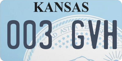 KS license plate 003GVH