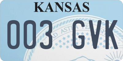 KS license plate 003GVK
