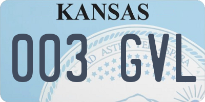 KS license plate 003GVL