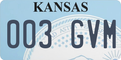 KS license plate 003GVM