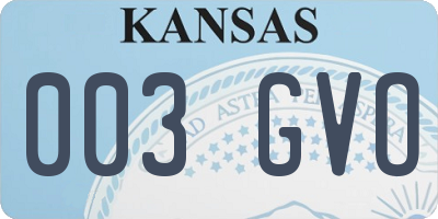 KS license plate 003GVO