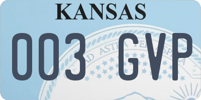 KS license plate 003GVP