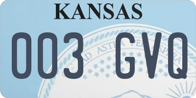 KS license plate 003GVQ