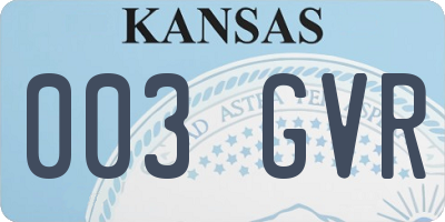 KS license plate 003GVR