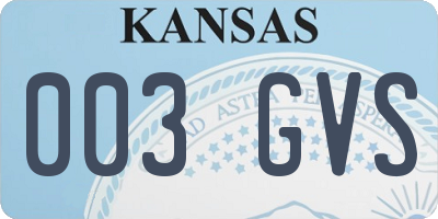KS license plate 003GVS