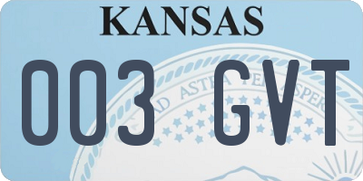 KS license plate 003GVT