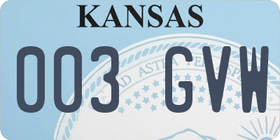 KS license plate 003GVW