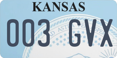 KS license plate 003GVX