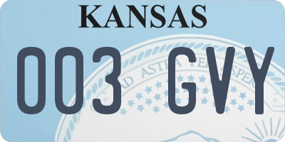 KS license plate 003GVY