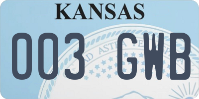 KS license plate 003GWB