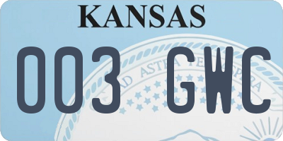KS license plate 003GWC