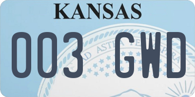 KS license plate 003GWD