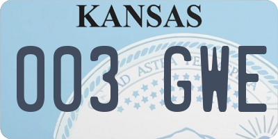 KS license plate 003GWE