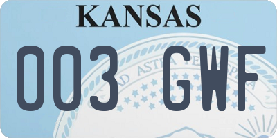 KS license plate 003GWF