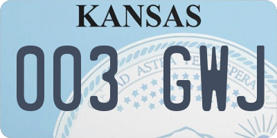 KS license plate 003GWJ