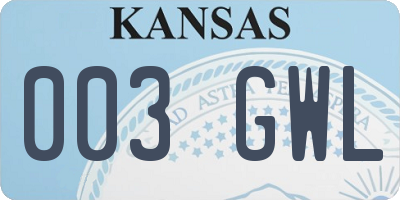 KS license plate 003GWL