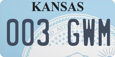 KS license plate 003GWM