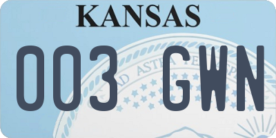 KS license plate 003GWN