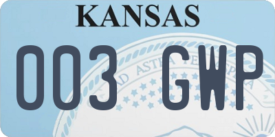 KS license plate 003GWP