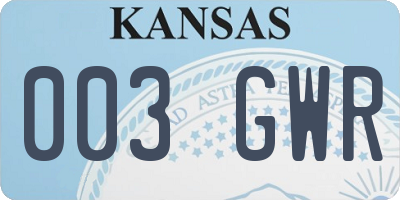 KS license plate 003GWR