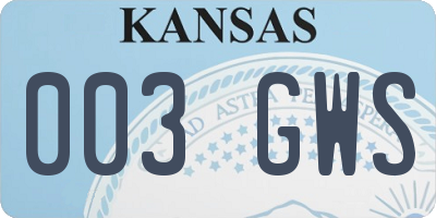 KS license plate 003GWS