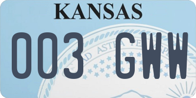 KS license plate 003GWW