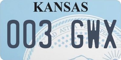 KS license plate 003GWX
