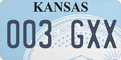 KS license plate 003GXX
