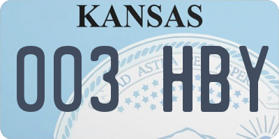 KS license plate 003HBY