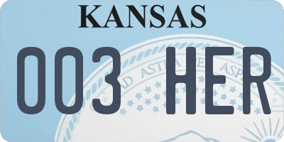KS license plate 003HER